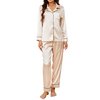U2SKIIN Women Silk Pajamas Set, Long Sleeve Satin Pajamas for Women Sleepwear Button Down Pjs Set Two-piece(Champagne, L)