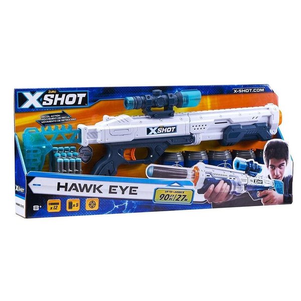 X-Shot Excel Hawk Eye Foam Dart Blaster (16 Darts) by ZURU - Blue