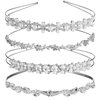 TecUnite 4 Pieces Rhinestones Wedding Headbands Crystal Flower Girl Leaves Crown Headband Tiara Women's Faux Pearl Rhinestones Headdress for Bride Bridesmaids Wedding Party (Style Set 1)