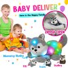 Hopearl LED Plush Husky Lighting Up Stuffed Mommy Dog with 3 Baby Puppies in her Tummy Stuffed Animal Playset Night Lights Glow in The Dark Gifts for Mom Toddler Boys Girls, Gray, 17''