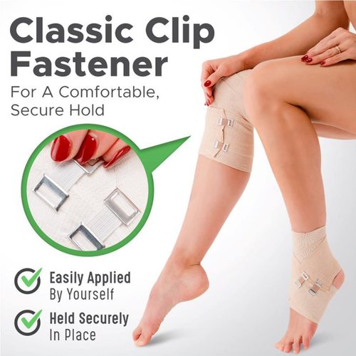 Premium Elastic Bandage Wrap (3" Wide, Single Pack) - Made of USA Grown Organic Soft Woven Cotton - Metal Clip Fasteners - GT Latex Free Hypoallergenic Compression Roll for Sprains & Injuries