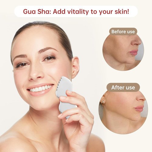 Stainless Steel Gua Sha Facial Tool Metal Detail Gua Sha Stone Body Lymphatic Drainage Massager Face Guasha Face Sculpting Tool Skin Care Tool