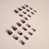 IMSOHOT Matte Square Press on Nails Medium Black Flame French Tips Fake Nails with Rhinestone Designs Full Cover Cool Glue on Nails Nude Squoval Acrylic False Nails 24Pcs