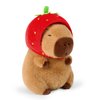 Ditucu Cute Capybara Plush Wear Strawberry Hat Soft Capibara Stuffed Animals Plushies Toys Hugging Gifts for Kids Brown 9 inch