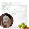 PINKWONDER Tamanu Hero Clay-fit Mask (3EA), Clay Sheet Mask for Pores, Tamanu Oil and Panthenol for Acne and Oily Skin, Pore and Blackhead Care, Korean Skincare