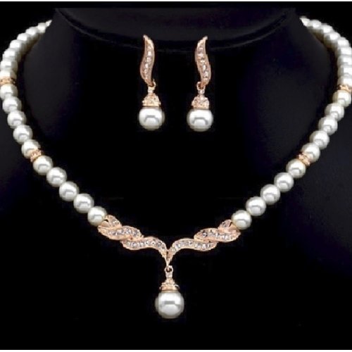 Pearls Bridal Bridesmaid Prom Tiara Crystal Rhinestone Jewelry Set Wedding Veil J3 (Ivory)