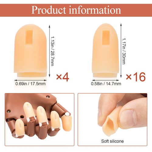 ANCIRS 20 Pack Fake Hand Silicone Finger Cover, Fingertip Replacement Accessory for Nail Art Practice