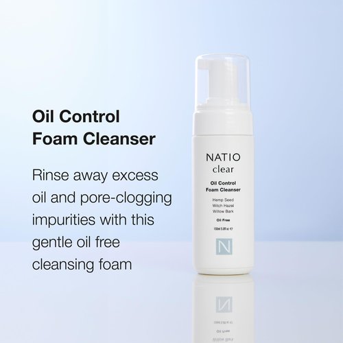 Natio Australia Clear Oil Control Foam Cleanser, 5 ounce - Acne Face Wash - Face Cleanser with Tea Tree, Witch Hazel - For Oily, Acne Prone Skin
