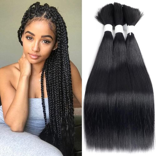 Human Braiding Hair Straight Bulk Human Hair for Braiding No Weft 1 Bundle 100g Straight Braiding Hair Bulk Straight Human Hair for Boho Braids 100% Remy Human Hair Extensions Natural Color (18 Inch)