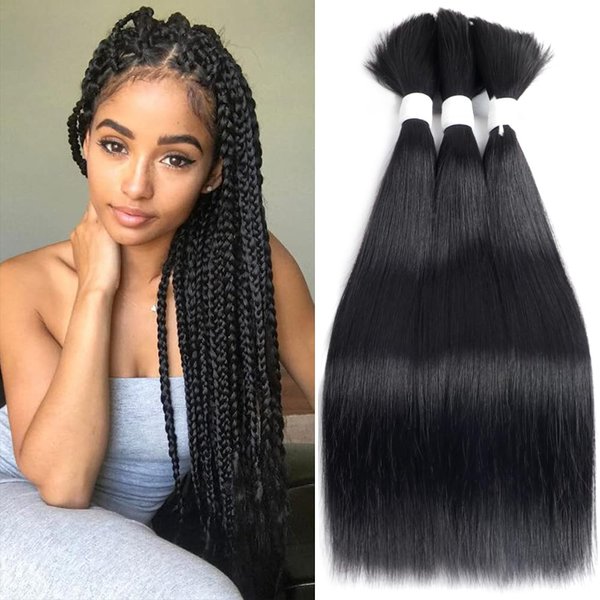 Human Braiding Hair Straight Bulk Human Hair for Braiding No Weft 1 Bundle 100g Straight Braiding Hair Bulk Straight Human Hair for Boho Braids 100% Remy Human Hair Extensions Natural Color (18 Inch)