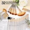 Makeup Brushes, VANDER 32PCs Professional makeup brush set, Premium Synthetic Fiber Make up Brushes for Foundation Powder Concealers Eyeshadow Eyeliner,Champagne