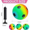 Jeffbaubl 4Pcs Playground Balls,Rainbow Balls Kickballs with 1 Hand Pump,8.5 Inch Inflatable Playground Ball Kick Balls Handball,Colorful Dodgeball for Kids Adults Indoor Outdoor Games Use(Soccer)