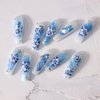 Flowers Nail Stickers for Acrylic Nails, 5D Embossed Flower Nail Art Stickers Decals,Blue and White Design Flower Nail Decals Spring Summer Nail Art Accessories for Women Manicure Decoration