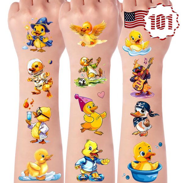 101+ Duck Temporary Tattoos – Waterproof Fake Tattoos for Kids, Girls, Boys, Teens & Adults – Ideal for Birthday Parties & Decorations