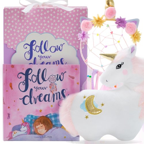 Tickle & Main Follow Your Dreams Unicorn Pillow Gift Set, Unicorn Plush, Dream Catcher for Girls Ages 4-9 Years