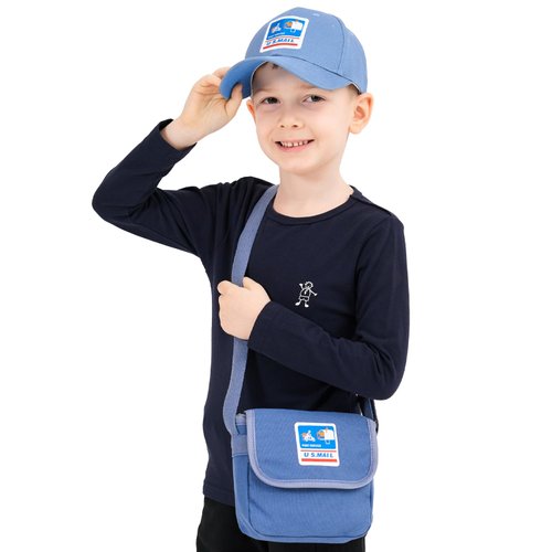CINKCO Mailman Costume Baseball Cap+Postman Bag (2 in 1) Postman Dress Up for Kids