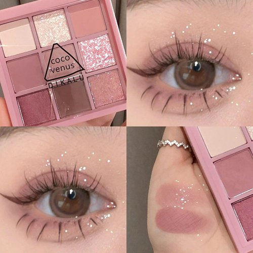 Go Ho Rose Gold Eyeshadow Palette,Pink Eyeshadow,9 Colors Matte&Shimmer Eyeshadow Makeup Palette,Glitter Eyeshadow Palette Makeup,Waterproof Daily Shades Eyeshadow Make up,09