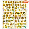 100PCS Yellow Sunflower Temporary Tattoos Stickers Theme Garden Birthday Party Decorations Favors Supplies Spring Summer Sun Sunshine Flower Tattoo Sticker Gifts For Boys Girls School Prizes Carnival