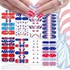 JERCLITY 112 Pieces 8 Sheets 4th of July Nail Wraps for Short Nails Independence Day Nail Polish Strips Patriotic American Flag Nail Strips Self-Adhesive Nail Stickers with Nail File for Memorial Day
