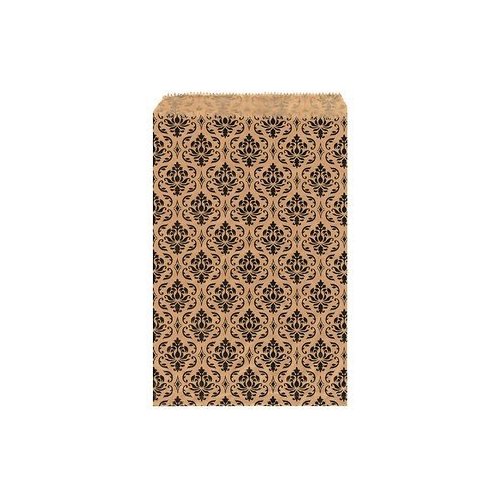 My Craft Supplies 100 Kraft Flat Merchandise Bags with Black Damask Print (4x6)