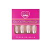 EchiQ Pearl Shine Glossy Fake Nails Shimmer White Square French Nail Ombre Faux Ongles Gradient Medium Fingernails with Gluetabs