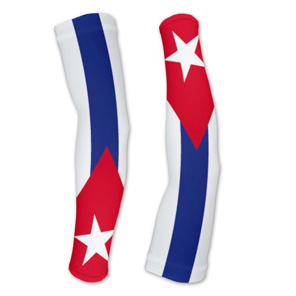 ScudoPro Cuba Flag Compression Arm Sleeves UV Protection Unisex - Walking - Cycling - Running - Golf - Baseball - Basketball - Size L