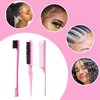 12 Pieces Hair Styling Comb Hair Brush Set, Nylon Teasing Hair Brush Rat Tail Comb with Duckbill Clips, Double Sided Edge Brush for Edge & Back Brushing, Combing, Slicking Hair for Women Girls (Pink)