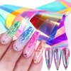 JCAKES 20 Rolls 2 Boxes Iridescent Cellophane Nail Foil Glass Broken Sheets Holographic Reflective Stickers Laser Nail Designs Stickers Rainbow Nail Art Foil Nail Decoration