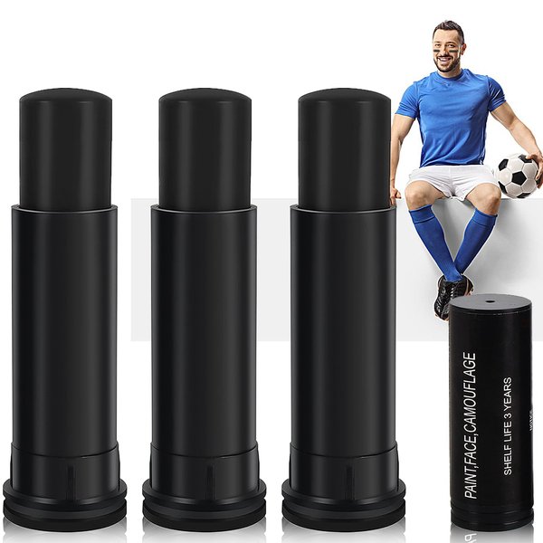 3 Pcs Black Face Paint Stick,Eye Black Stick for Sports Eye Black Football/Baseball/Softball,Easy to Color & Waterproof Black Body Paint Black Sticks for Halloween SFX Cosplay Makeup