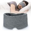 FRESHME Cotton Sleep Eye Mask for Women Men - 100% Blocking Light Travel Blindfold, Soft Zero Pressure Grey Eyes Cover with Adjustable Velcro Strap for Side Sleeper Night Sleeping, Work Nap and Yoga