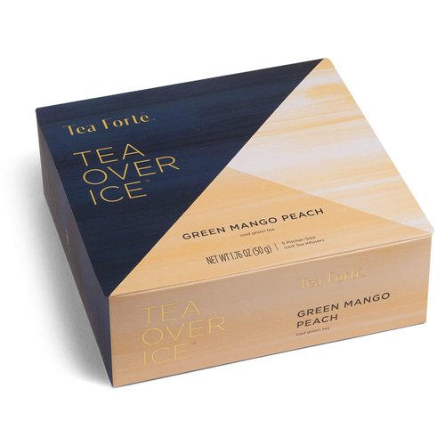 Tea Forte Iced Mango Peach Tea Over Ice, Pitcher-Size Iced Green Tea Infusers, 5pk Box
