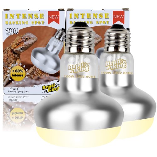 ReptiKing Basking Light for Reptiles, 2-Pack 100W Upgraded Intense Basking Spot, Reptile Basking Bulb Light, UVA Heat Lamp Bulb for Bearded Dragon Turtle Chicken