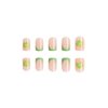 24 Pcs St. Patrick's Day Green Press on Nails Short Square RIICFDD French Fake Nails Glossy Light Green Full Cover False Nails with Cute Shamrock Designs Acrylic Nails for Women Nail Manicure