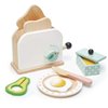 Tender Leaf Toys - Mini Chef Breakfast Toaster Set - 10 Pcs Classic Wooden Pop Up Toaster Toy for Pretend Cooking - Develops Social, Creative & Imaginative Skills Learning Role Play - Age 3+