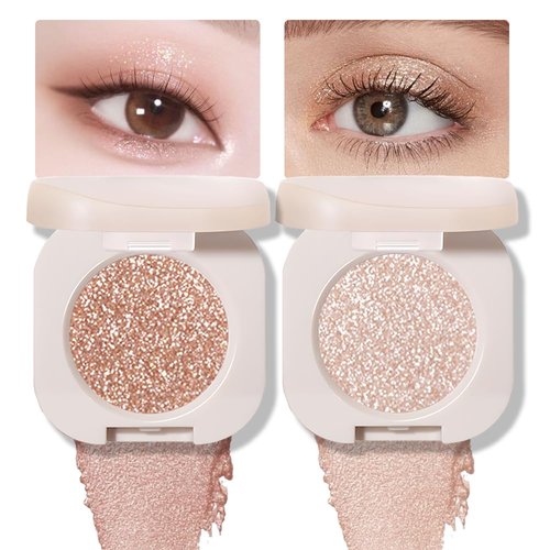 FeiCuiYun 2PC Single Color Glittler eye shadow, Monochrome Glittler Eyeshadow, light Shimmer eyeshadow, Glittler Pressed Powder Single Vegan Eyeshadow; Talc, Paraben & Cruelty Free, (09+11)