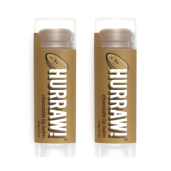 Hurraw! Chocolate Lip Balm, 2 Pack: Organic, Certified Vegan, Cruelty and Gluten Free. Non-GMO, 100% Natural Ingredients. Bee, Shea, Soy and Palm Free. Made in USA
