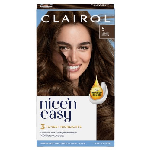 Clairol Nice'n Easy Permanent Hair Color, 5 Medium Brown, Pack of 1