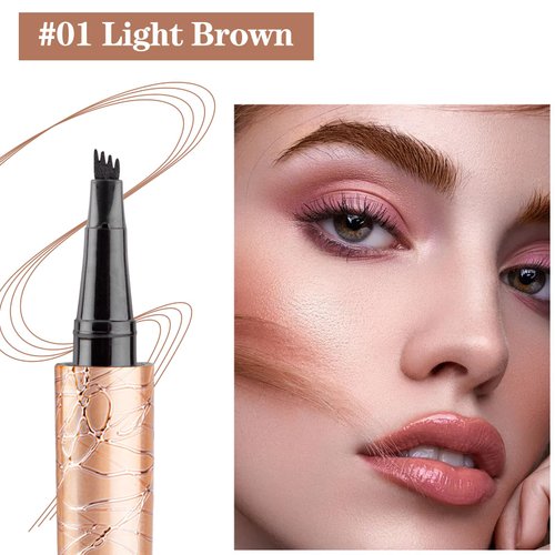 BowJian Waterproof Eyebrow Pencil Microblade Eyebrow Pen Brown Eyebrow Pencils 4 Tip Microblade Brow Pen Eyebrow Tint Pen Natural Microblading Pen Brown Brow Pencil Eyebrow Makeup #Light Brown