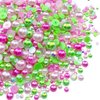 100g Mix Resin Rhinestones Flatback Half Round Pearls Mixed Size 3mm-10mm AB Color Half Pearls Resin Rhinestones for DIY Craft Nail Art Shoes Clothes Phone Case (Pink/Green Series)