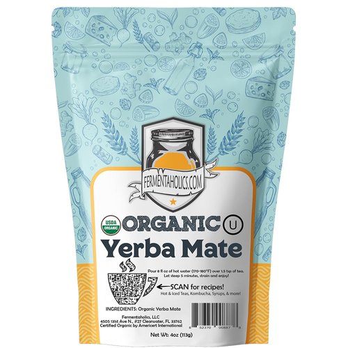 Fermentaholics USDA Certified Organic Loose-Leaf Yerba Mate Tea - Perfect For Homebrewing Kombucha, Hot Tea, And Iced Tea - OU Kosher Certified – Premium Taste, Aroma, And Flavor
