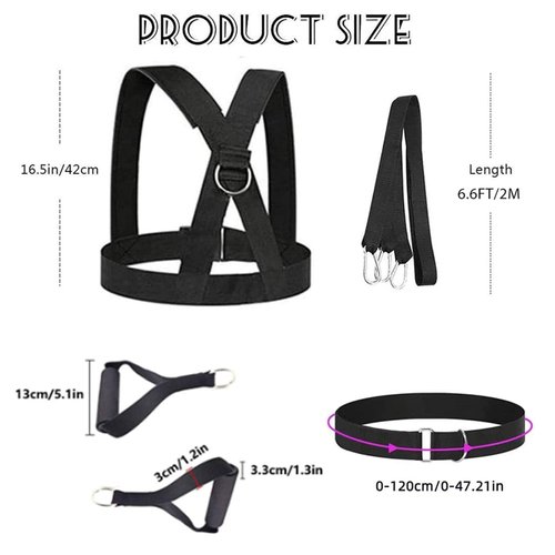 OYINDIZ Weight Sled Harness Kits, 5 PCS Sled Pulling Strap for Running, Speed Training Equipment Sled Workout Football Training Equipment Harness for Training Outdoor Men and Women 6.6FT