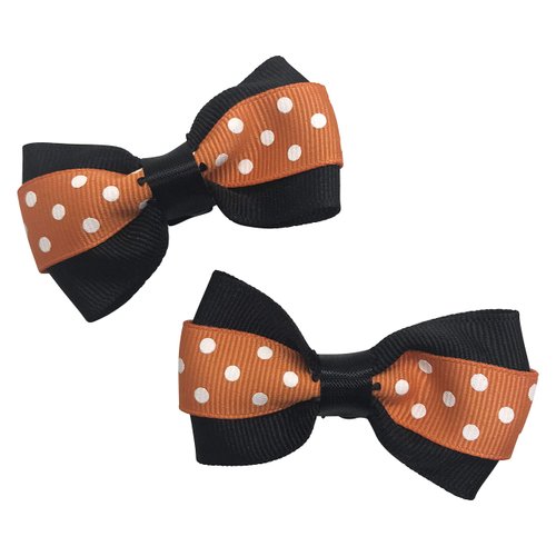 Halloween Fall Girls Hair Bow Set, Little Girl Bows, Pigtail Hair Bows, Toddler Hair Bows,