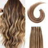 Tape in Hair Extensions Human Hair Color Chocolate Brown and Caramel Blonde Remy Hair 12 Inches 20pcs 40g/pack Straight Seamless Skin Weft Tape in Human Hair Extensions(12inch,#4p27,40g)
