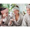 Whaline 4 Pack Spa Facial Headband Makeup Hair Wrap Adjustable Hair Band Soft Towel Head Band for Face Washing, Shower Sports Yoga (Pea Green, Pink, Beige, Light Gray)