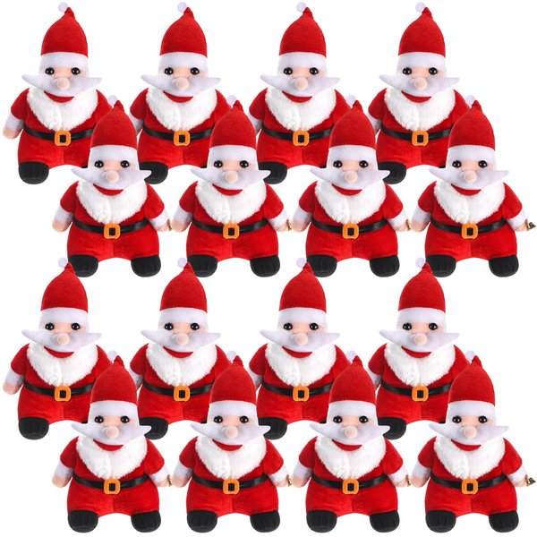 Motionchic 16 Pcs 8 Inch Christmas Plush Stuffed Santa Claus Bulk Christmas Stuffed Animals Cute Soft Plush Dolls Christmas Themed Toys Gift for Xmas Christmas Party Decoration