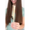 GranNaturals Wide Tooth Wooden Rat Tail Comb - Hair Tool for Teasing Strands & Post Styling - Peach Rattail Wood Pick Handle for Sectioning & Parting - Perfect for Professional & Personal Use