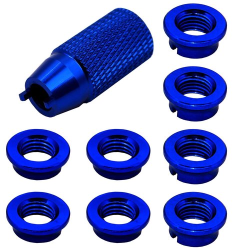 Treehobby 8PCS Aluminum Control Transmitter Switch Nuts & Installation Spanner Compatible with Futaba Remote Control JR/frsky Gear Switch nut Toggle Switch(Dack Blue)