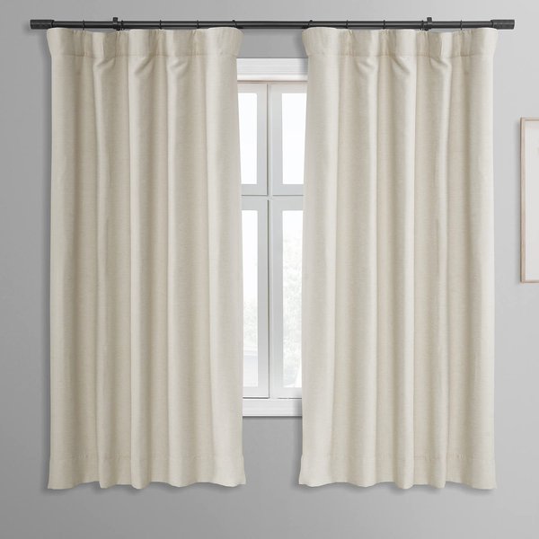 HPD Half Price Drapes Bellino Room Darkening Curtains 63 Inches Long Curtains for Bedroom & Living Room (1 Panel), 50W x 63L, Oat Cream