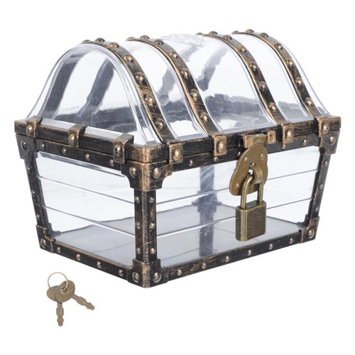 Alipis Transparent Antique Pirate Treasure Box With Lock And Key Treasure Toy Box Prizes Vintage Storage Organizer For Kids Pirate Party Supplies