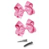 WD2U Girls Set of Two 4" Solid Grosgrain Pigtail Hair Bows Alligator Clips Olive Green